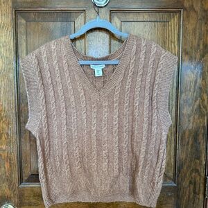 Brown Cable Knit Sweater Vest